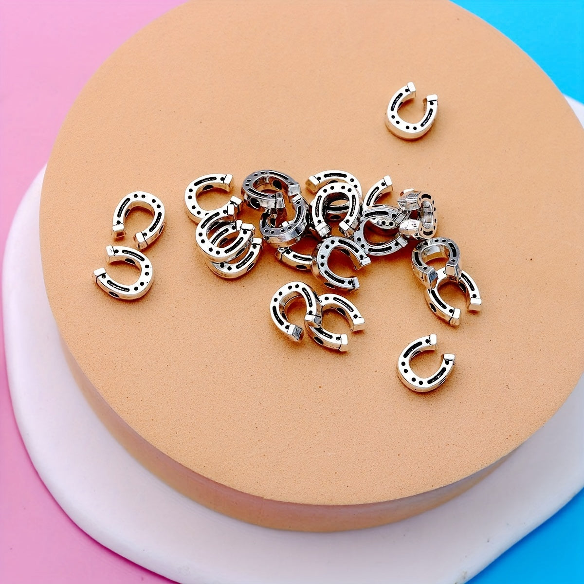 20pcs Antique Silver Charms Horseshoe Spacer Beads Vintage U Shape Loose Beads