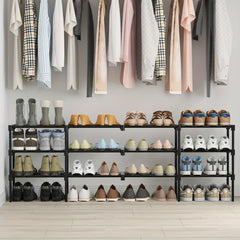 4 Column 3 Layer Shoes Rack Floor Standing Shoes Storage Stackable