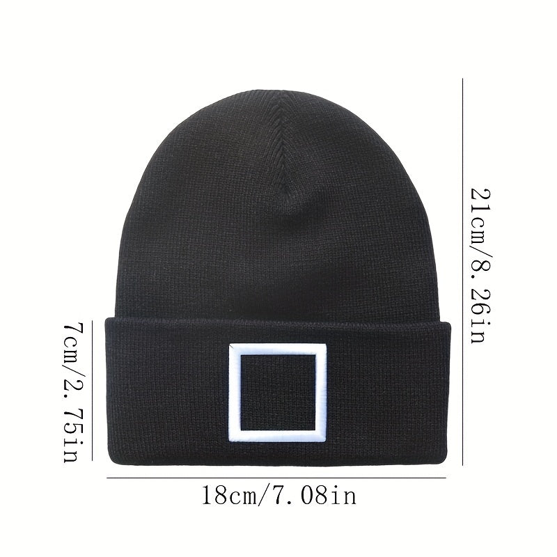 Square Embroidery Knitted Hat For Men