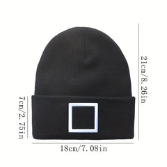 Square Embroidery Knitted Hat For Men
