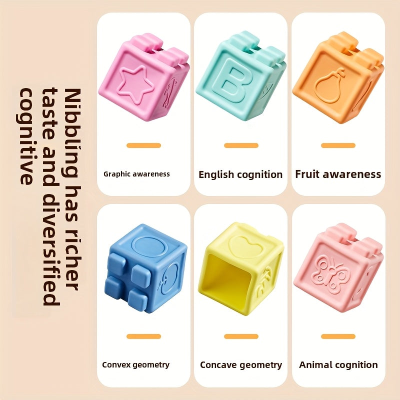 Soft Rubber Building Blocks for Infants, Colorful Stacking & Nesting Toys