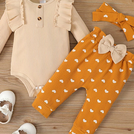 Baby Girl Long Sleeve Ruffle Trim Bodysuit & Pants Set