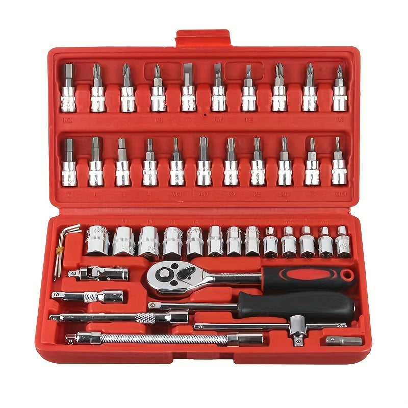 46pc Auto Repair Tool Set Ratchet Wrench Sleeve Combo Car Tool B