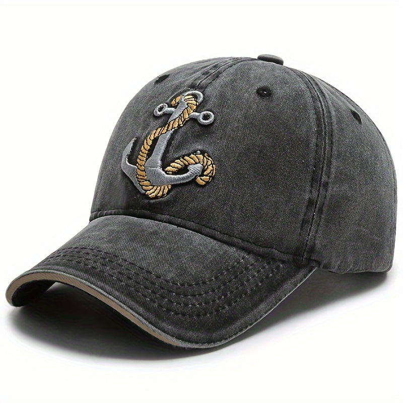 Anchor Embroidered Baseball Cap Lightweight Adjustable Trucker Sun Hat