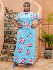 Floral Print Cut Out Maxi Dress Women's Plus Size