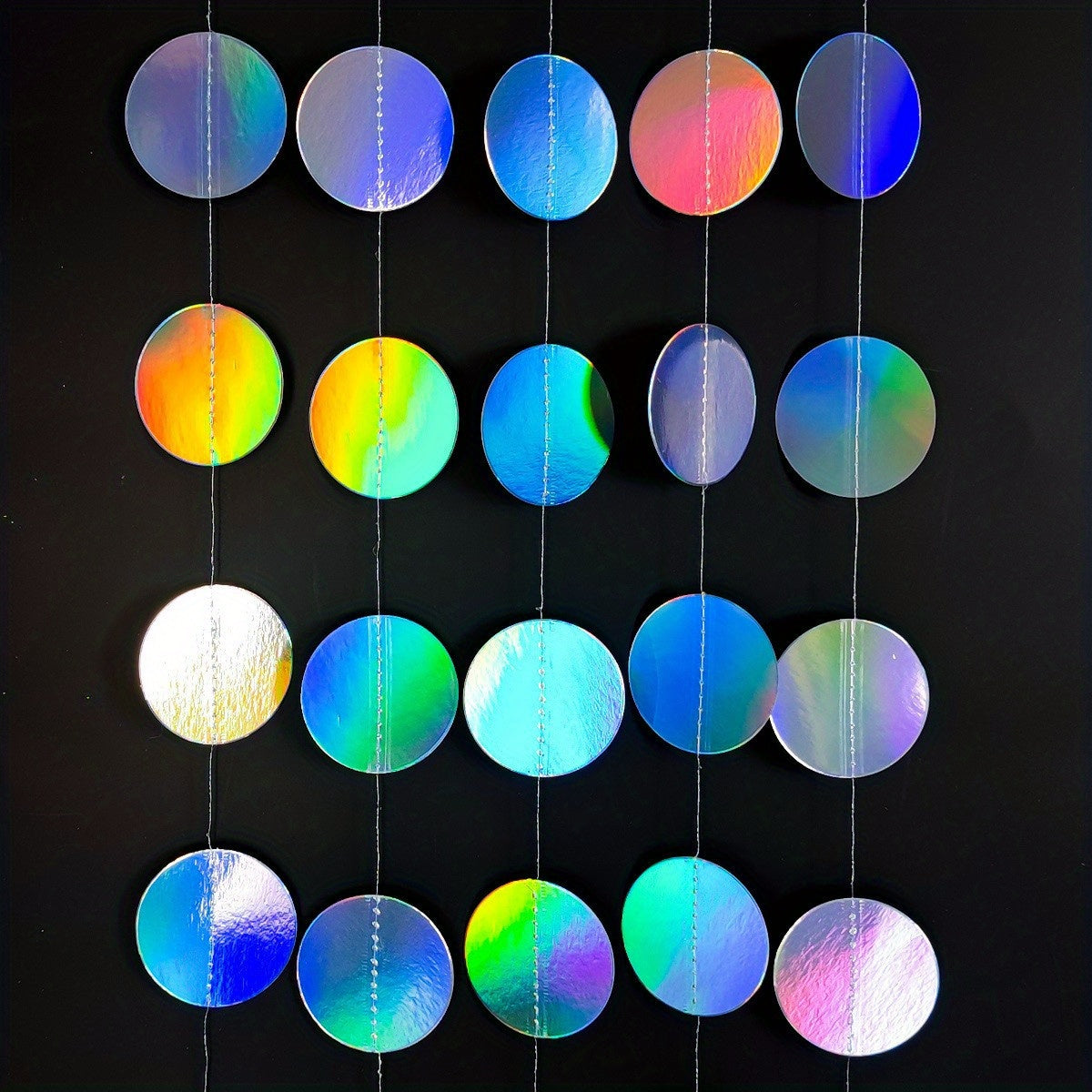 Holographic Circle Garlands for Unicorn Mermaid Parties