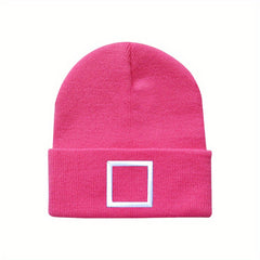 Square Embroidery Knitted Hat For Men