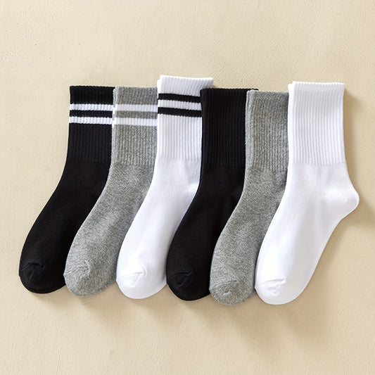 6 Pairs Boys Plain Crew Socks Comfortable Kids Accessories