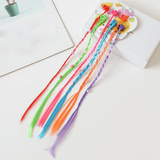 Girls Colorful Braided Wig Hair Extensions Hair Clips Hair Accessories