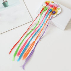 Girls Colorful Braided Wig Hair Extensions Hair Clips Hair Accessories