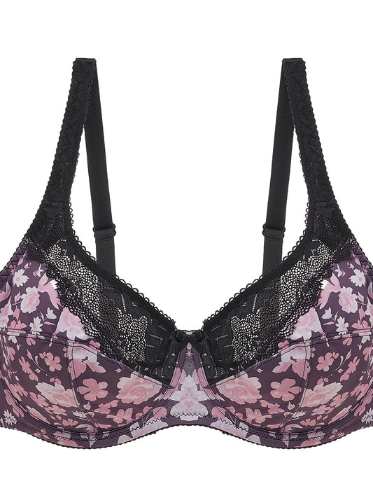  Contrast Lace Floral Print Bra Sexy Bralette
