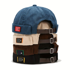 Retro Corduroy Docker Brimless Beanie Sailor Cap Hat
