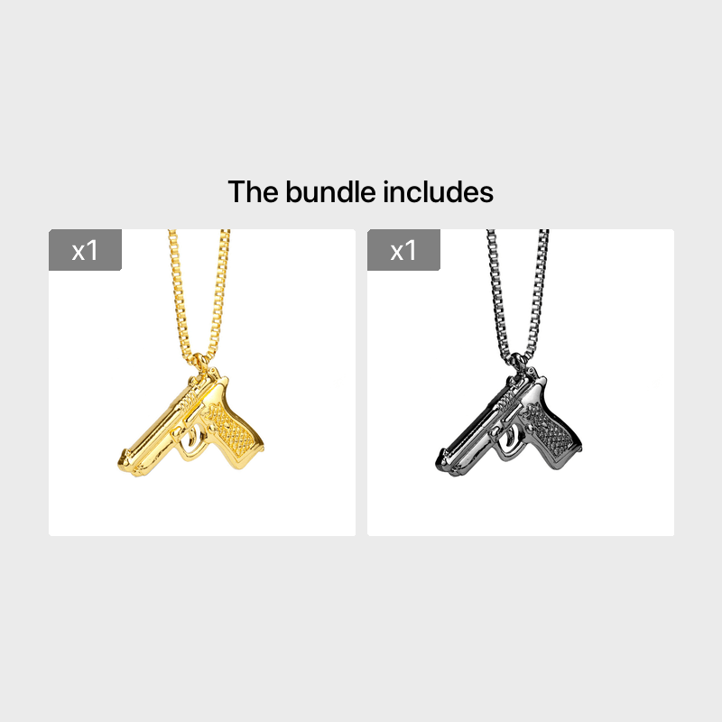 Hip Hop Pistol Gun Charm Pendant Necklace for Men