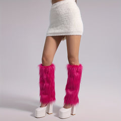 Colorful Fuzzy Leg Warmers & Knee High Socks Combo