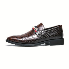 Women's Crocodile Print Loafers Pointed Toe Slip On Shoes
