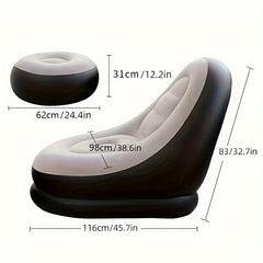 Inflatable Casual Sofa Chair & Footrest Outdoor Folding Recliner