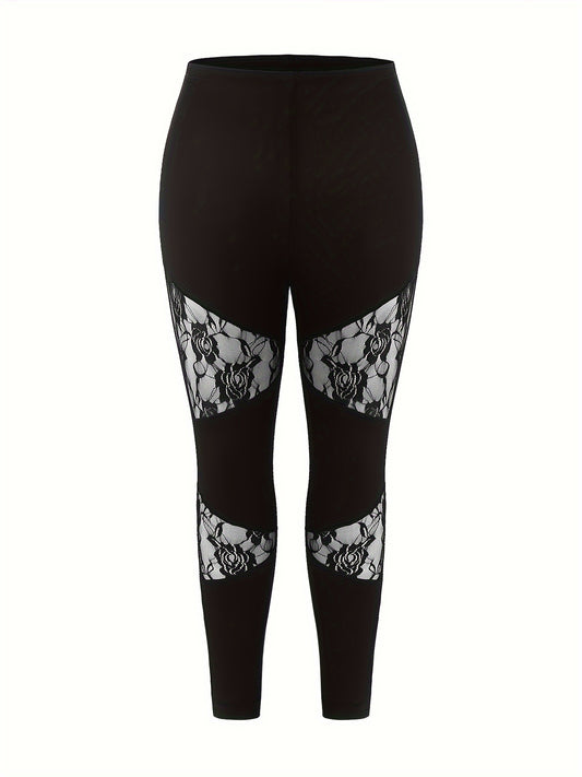  Solid Lace High Rise Leggings
