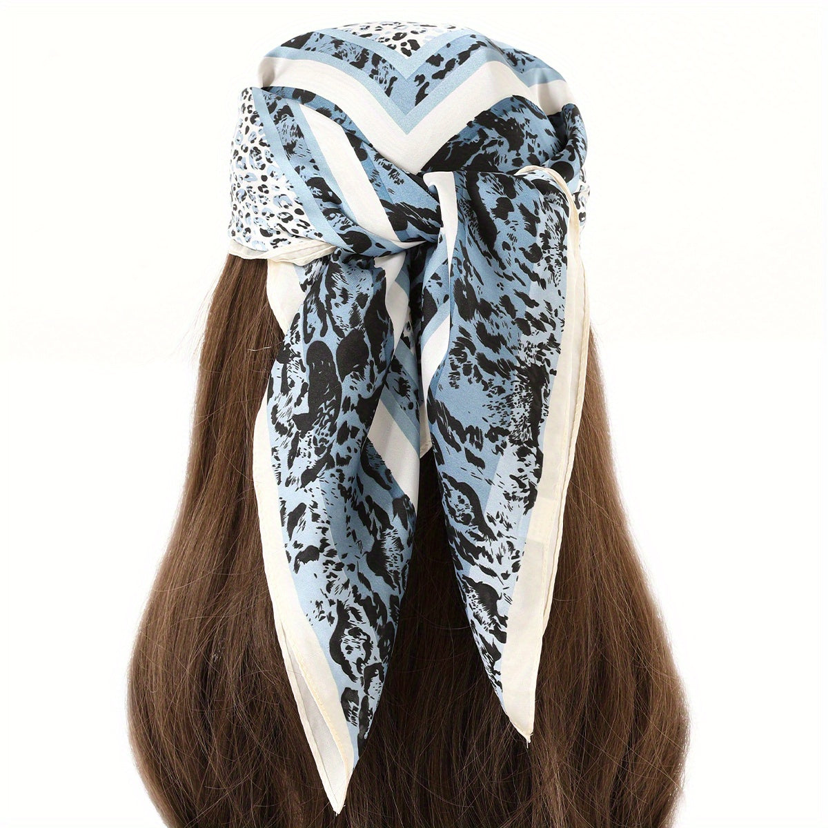 Leopard Print Bandana Square Scarf Satin Shawl