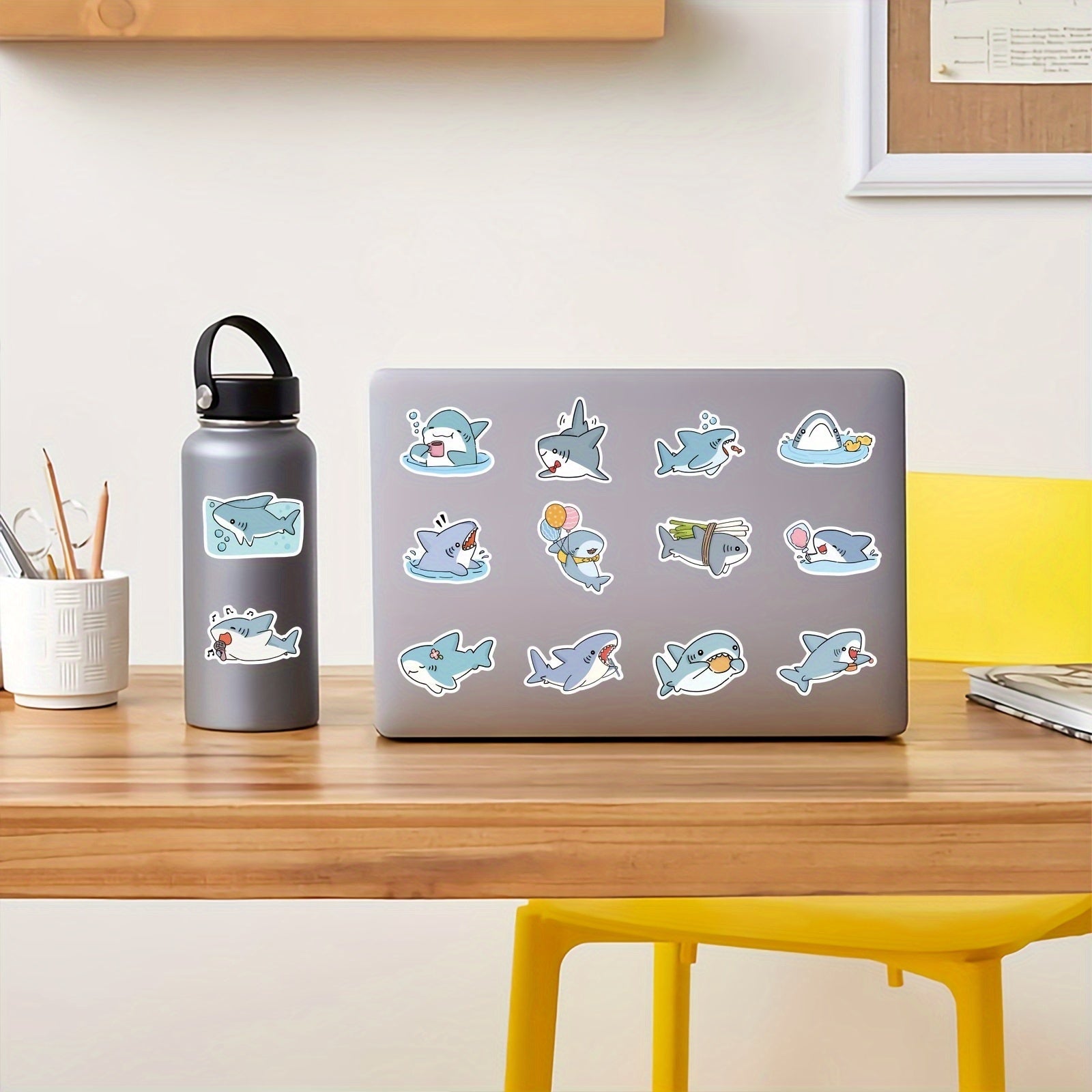 51 Whimsical Gray Shark Stickers Vinyl Decals for Laptops
