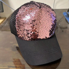 Sequins Baseball Caps Mesh Reflective Hats