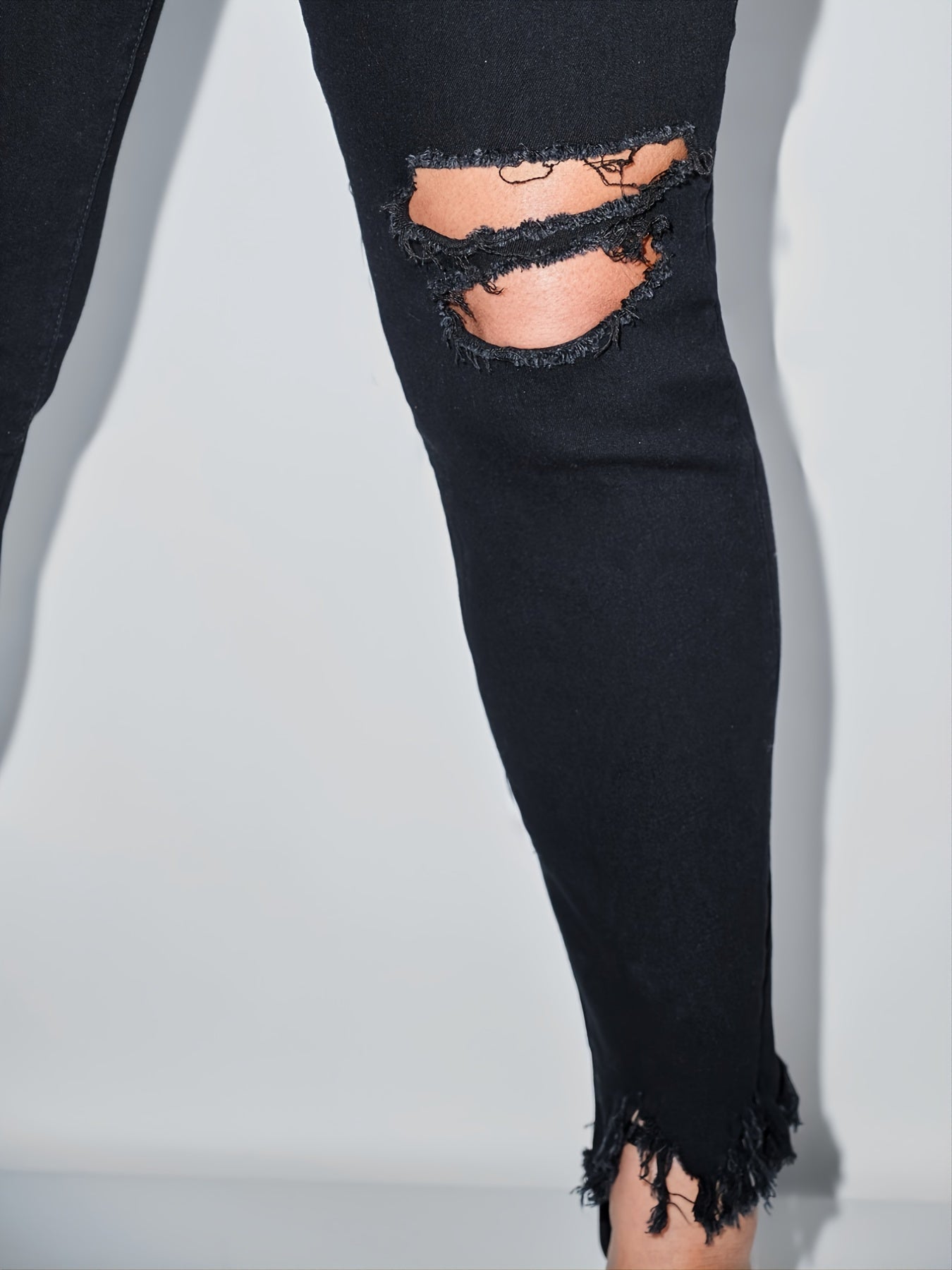  High Waist Skinny Jeans Ripped Stretch