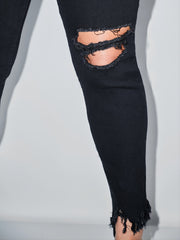  High Waist Skinny Jeans Ripped Stretch