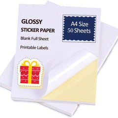 50 Sheets A4 Glossy Adhesive Paper for Printers Quick drying