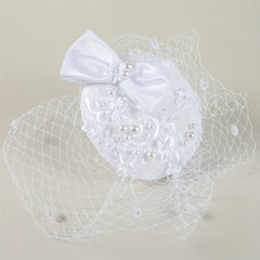 Mesh Head Piece Inlaid Faux Pearl with Satjson
