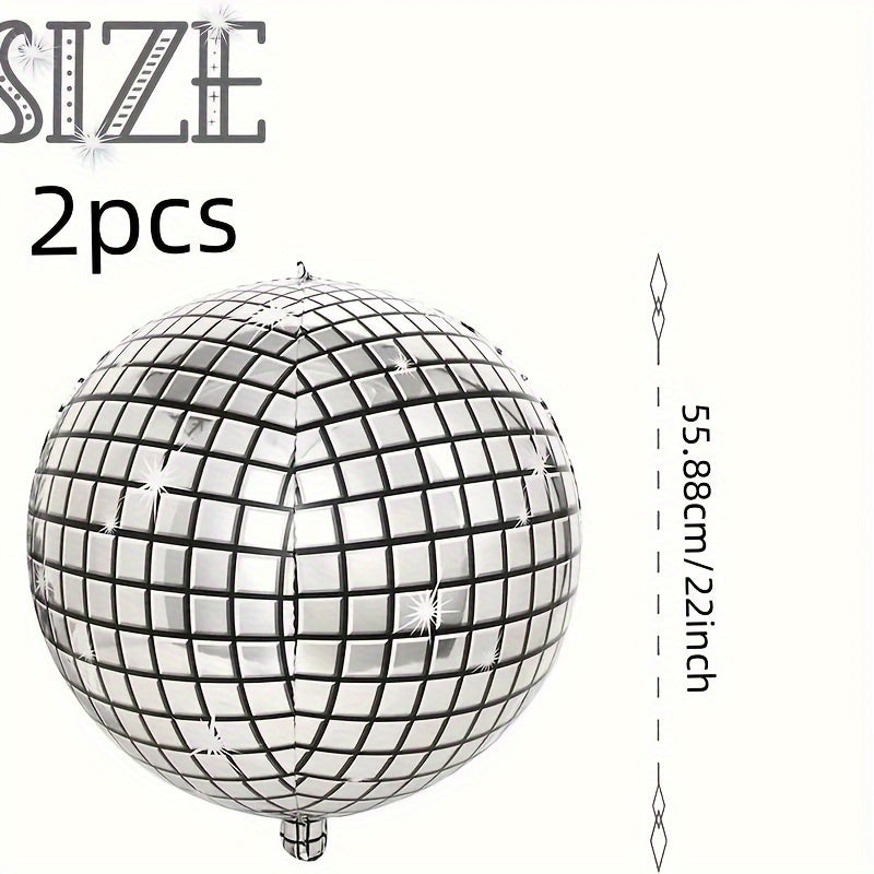 2pcs Disco Ball Balloons Metallic Mirror Balloon Dance Party Decor