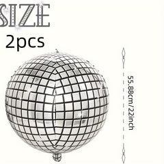 2pcs Disco Ball Balloons Metallic Mirror Balloon Dance Party Decor