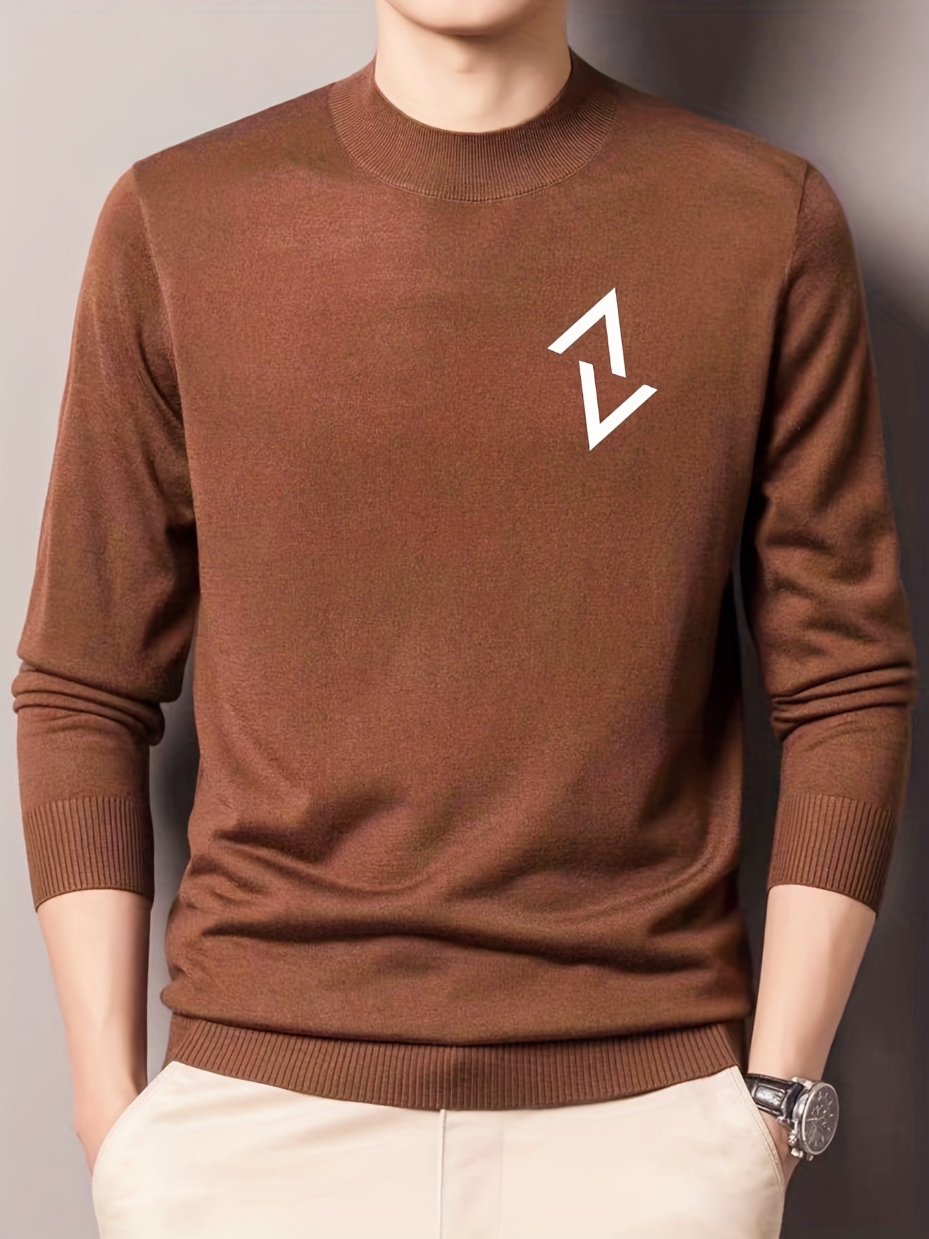Geometric Pattern Knitted Sweater for Men