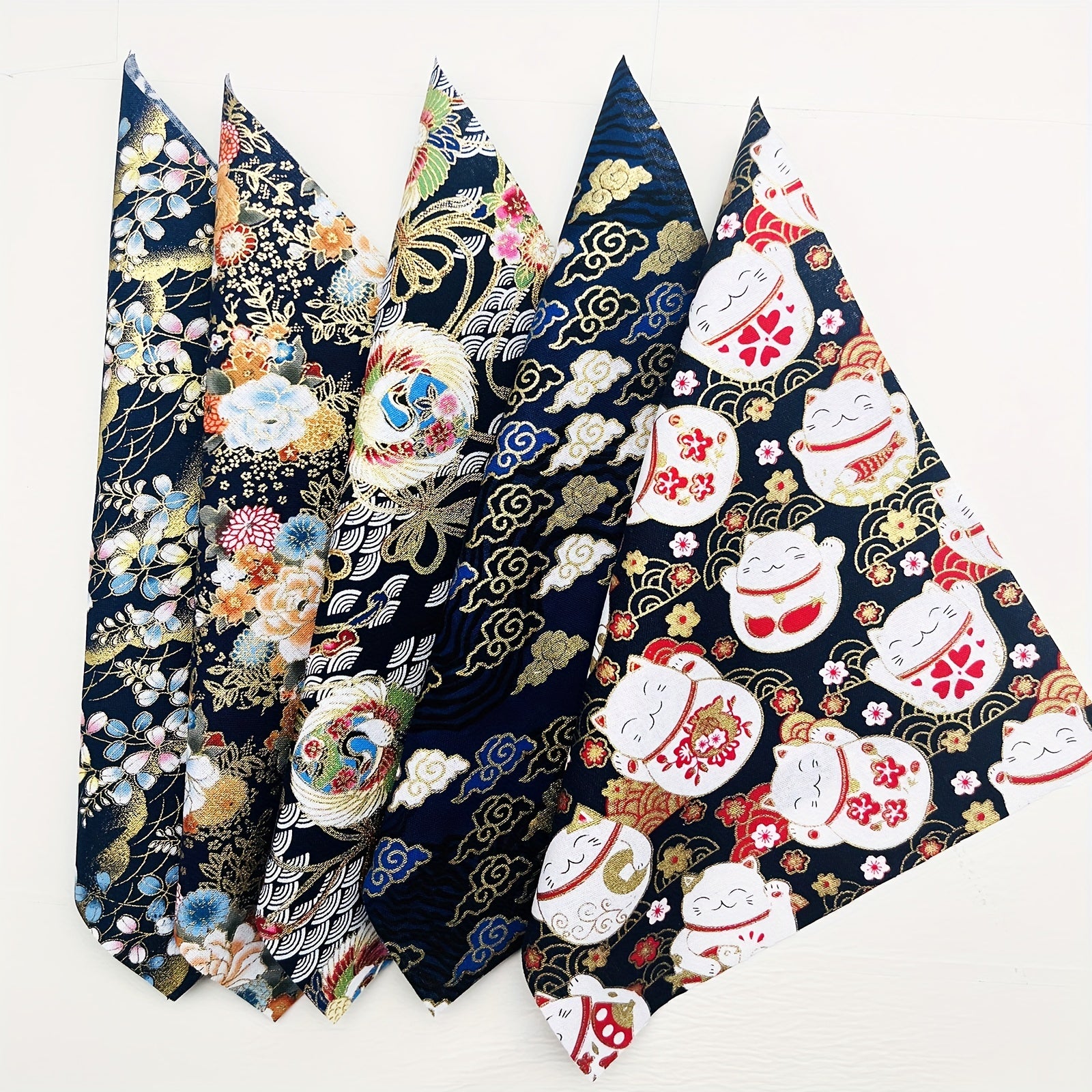 5pcs Japanese Print Cotton Quilting Fabric DIY Craft Sewing Material