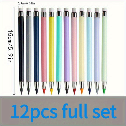 12 HB Colored Pencils with Eraser No Sharpening Needed