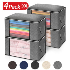 4pcs Non Woven Fabric Clothes Storage Box Large Capacity Basket