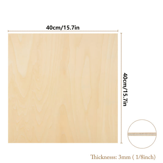 3mm Thick Plywood 15.7x15.7 Inch Craft Wood for Architectural Model Wood Carving