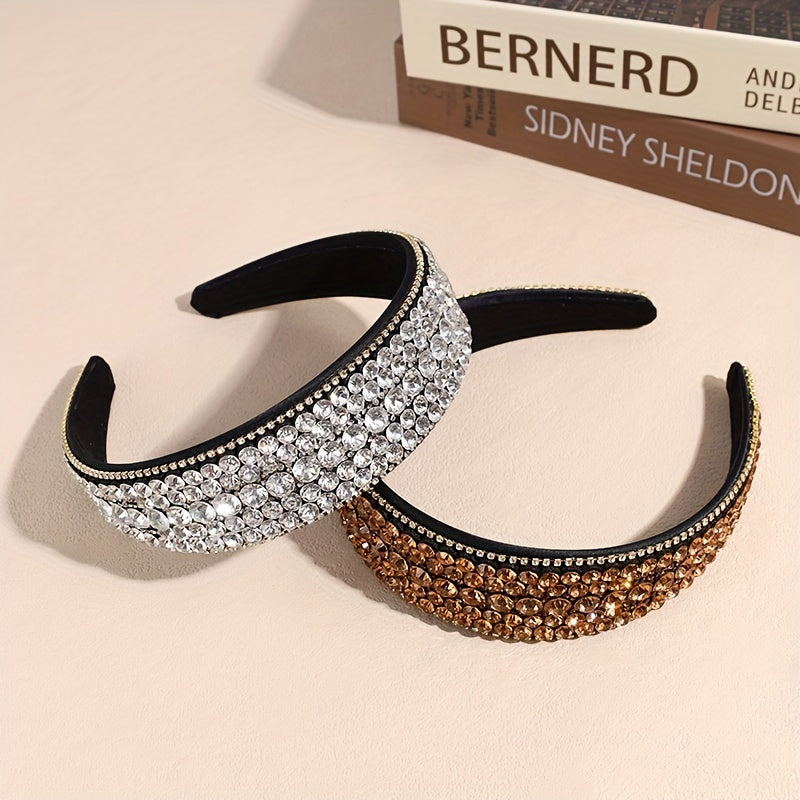 Baroque Rhinestone Headband Wide Head Hoop Glitter Headdress