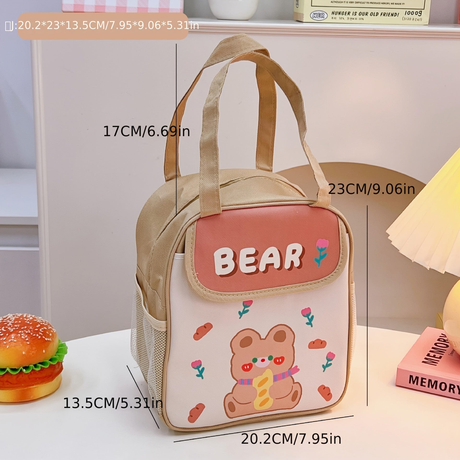 Cartoon Bear Lunch Bag Thermal Insulated Large Capacity Portable Food Storage