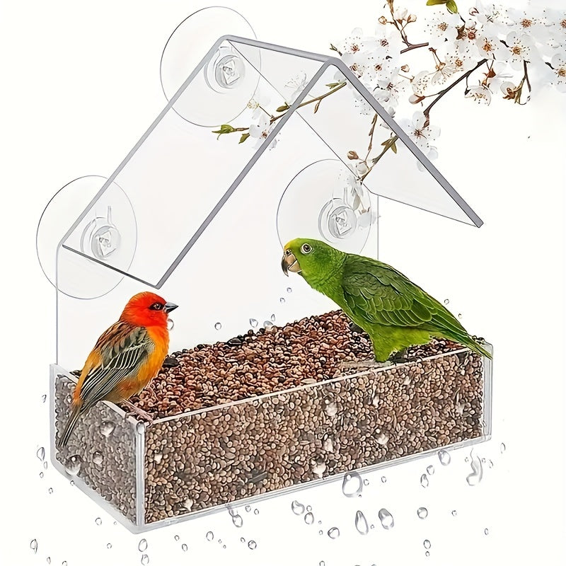 Clear Plastic Window Bird Feeder with Suction Cups - Bird House