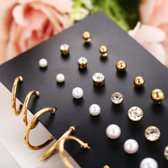 Faux Pearl Zircon Stud Earrings Women's Accessories Fall