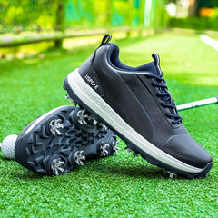 Men's Lightweight Golf Shoes w/ Removable Spike Non Slip Non Lace