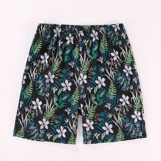 Men's Quick Dry Swim Trunks Floral Pattern High Stretch Comfortable