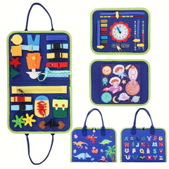 Busy Board Toy - Educational Travel Activity with Zippers Buttons Latches