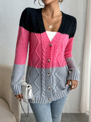Casual Long Sleeve Cardigan For Spring & Fall Women's Clothing