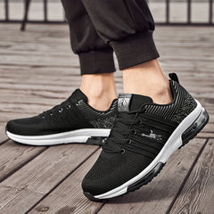 Men's Breathable Lace Up Knit Sneakers Casual Walking Shoes
