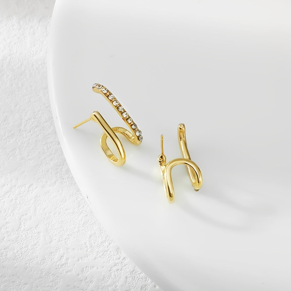 Geometric Rhinestone Stud Earrings Sweet Ear Jewelry