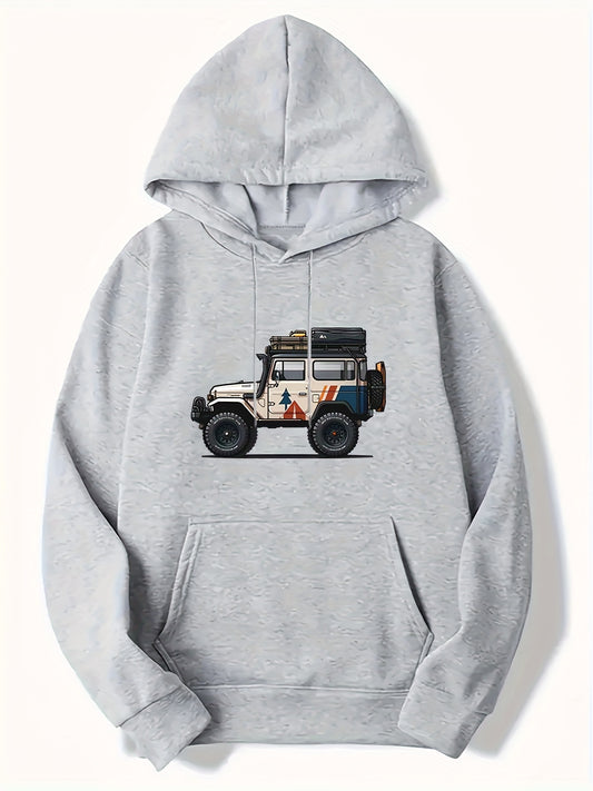 Off Road Car Pattern Men's Long Sleeve Hooded Sweatshirt