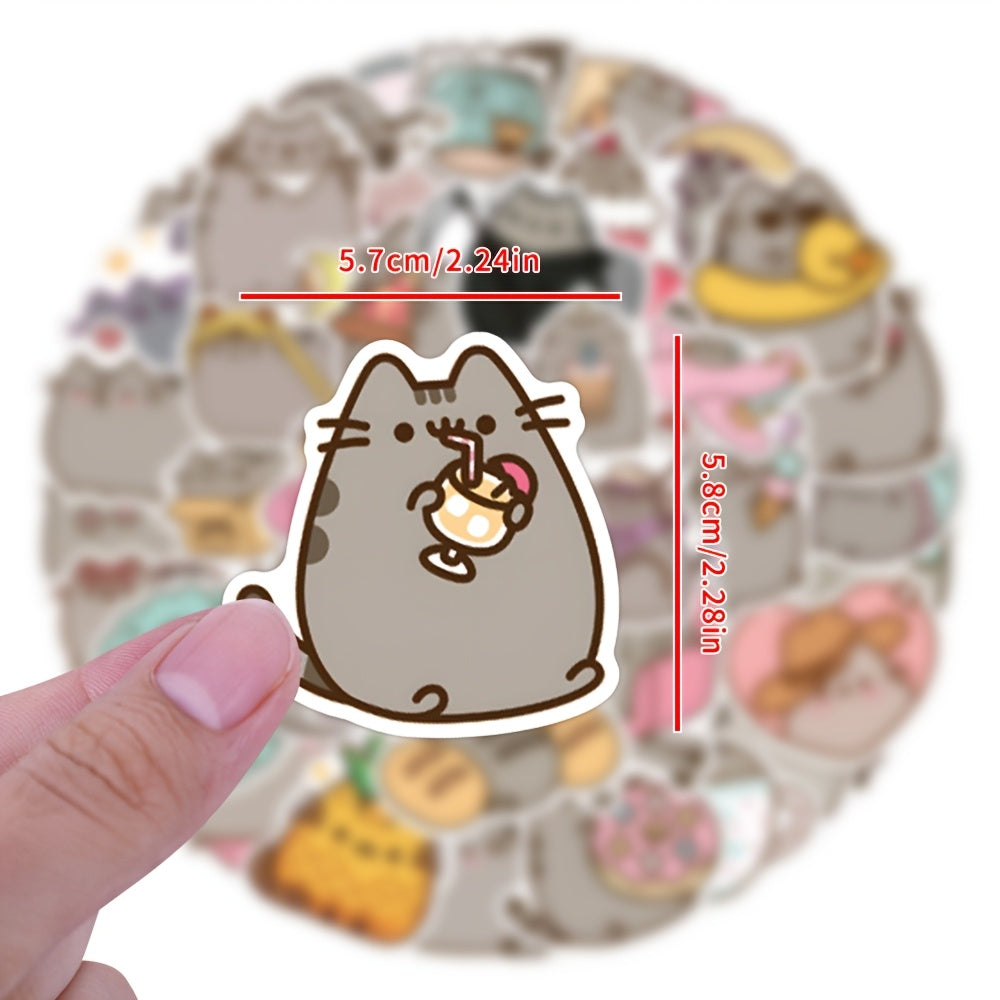 55pcs Whimsical Cat Stickers Glasses Cupcakes Water Bottles Notebooks