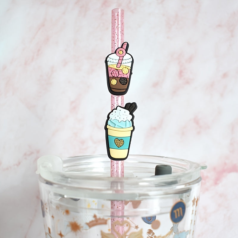 20PCS Mexican Concha Iced Coffee Cup Straw Toppers