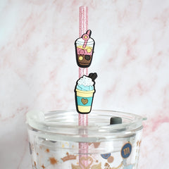 20PCS Mexican Concha Iced Coffee Cup Straw Toppers