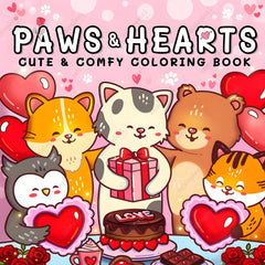 Deluxe Paws & Hearts Coloring Book - 20 Pages - Unique Cover Design